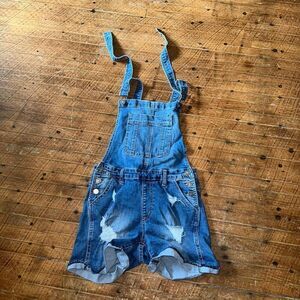 Kancan distressed shortie cuffed classic size XS denim overall shorts